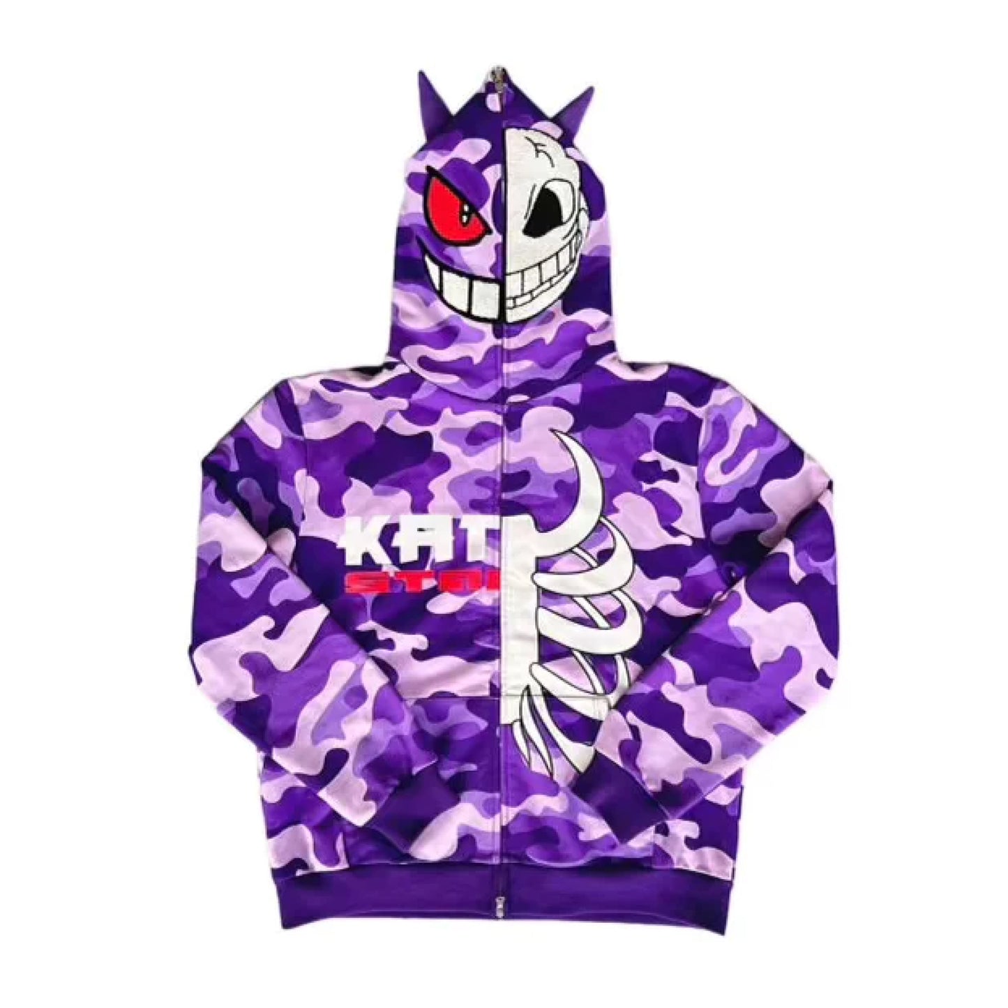 Kanto Starter Skeleton Split Gengar Hoodie Camo Purple Kanto Starter