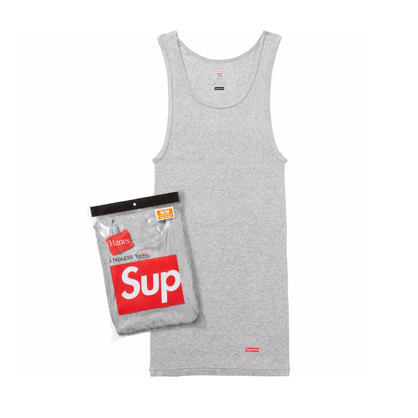 Supreme Hanes Tagless Tank Tops (3 Pack) Heather Grey Supreme