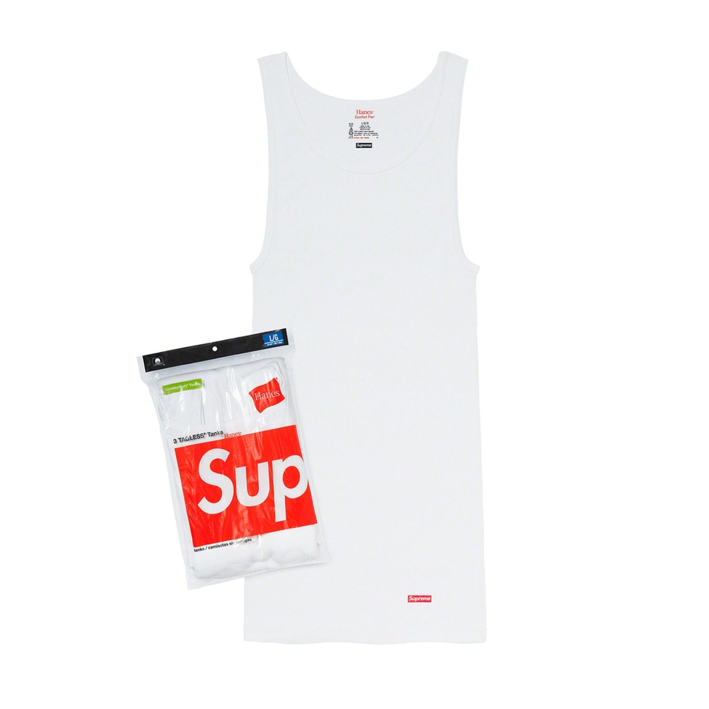 Supreme Hanes Tagless Tank Tops (3-Pack) White