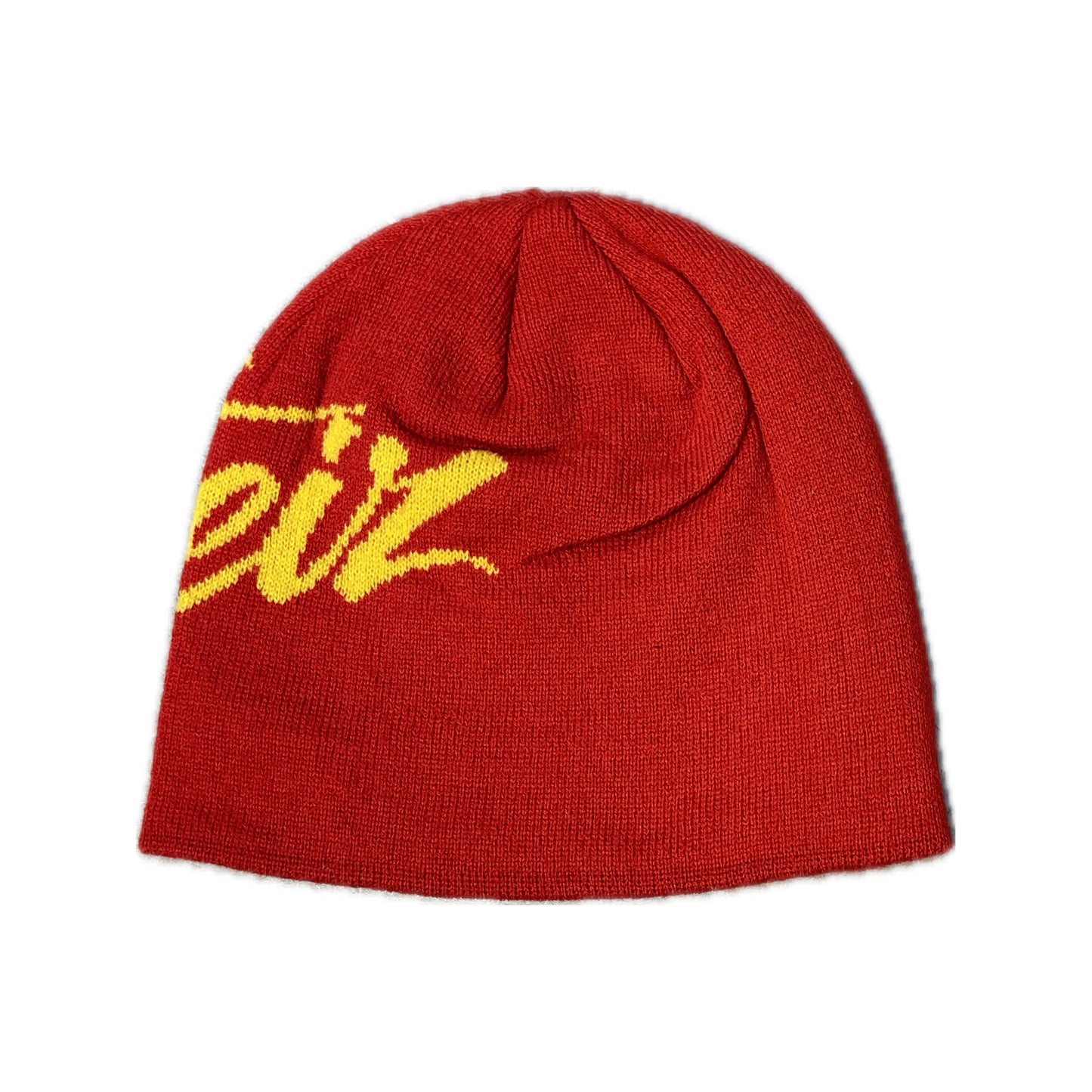 Corteiz Script Skully Beanie Red Yellow