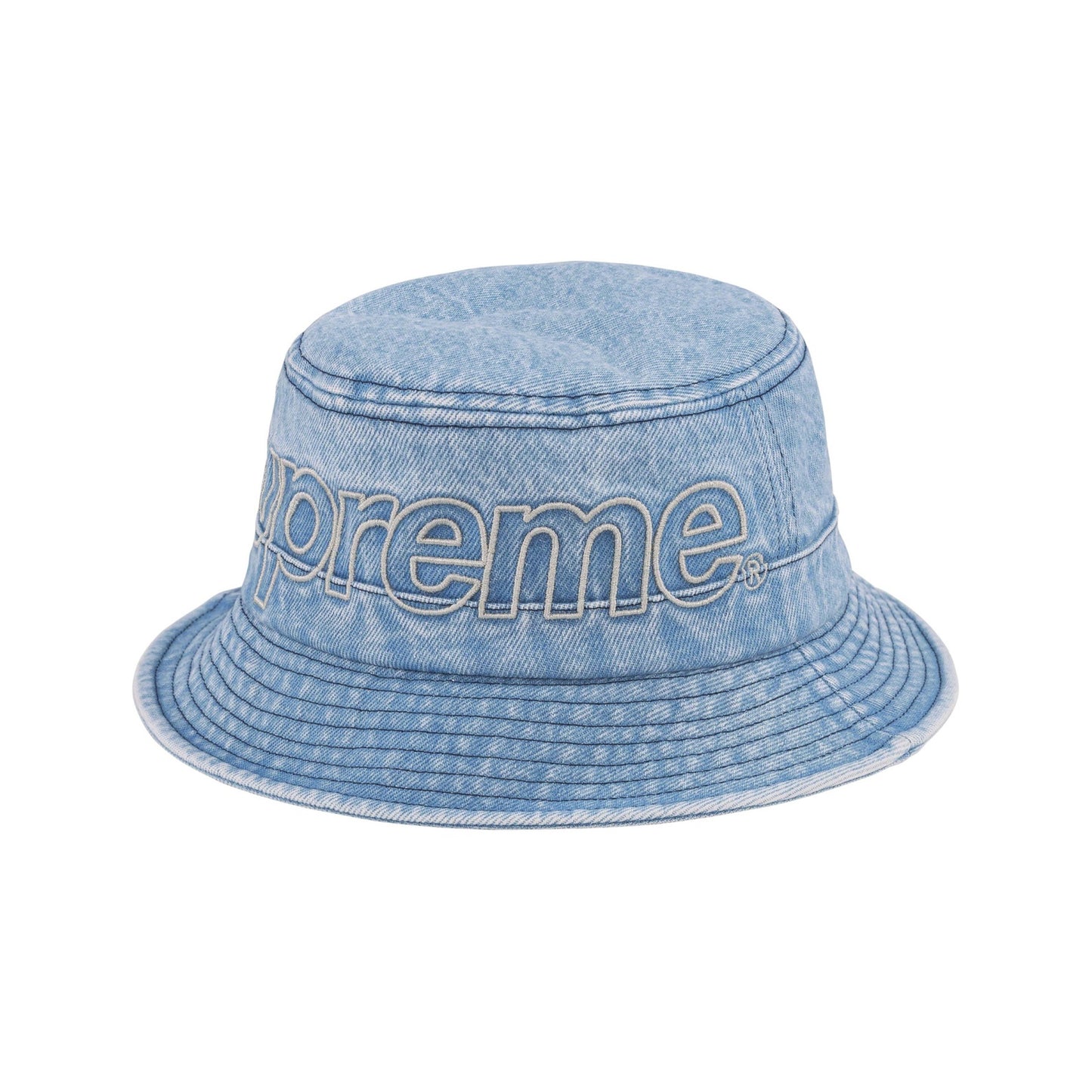 Supreme Big Logo Outline Crusher Denim Hat