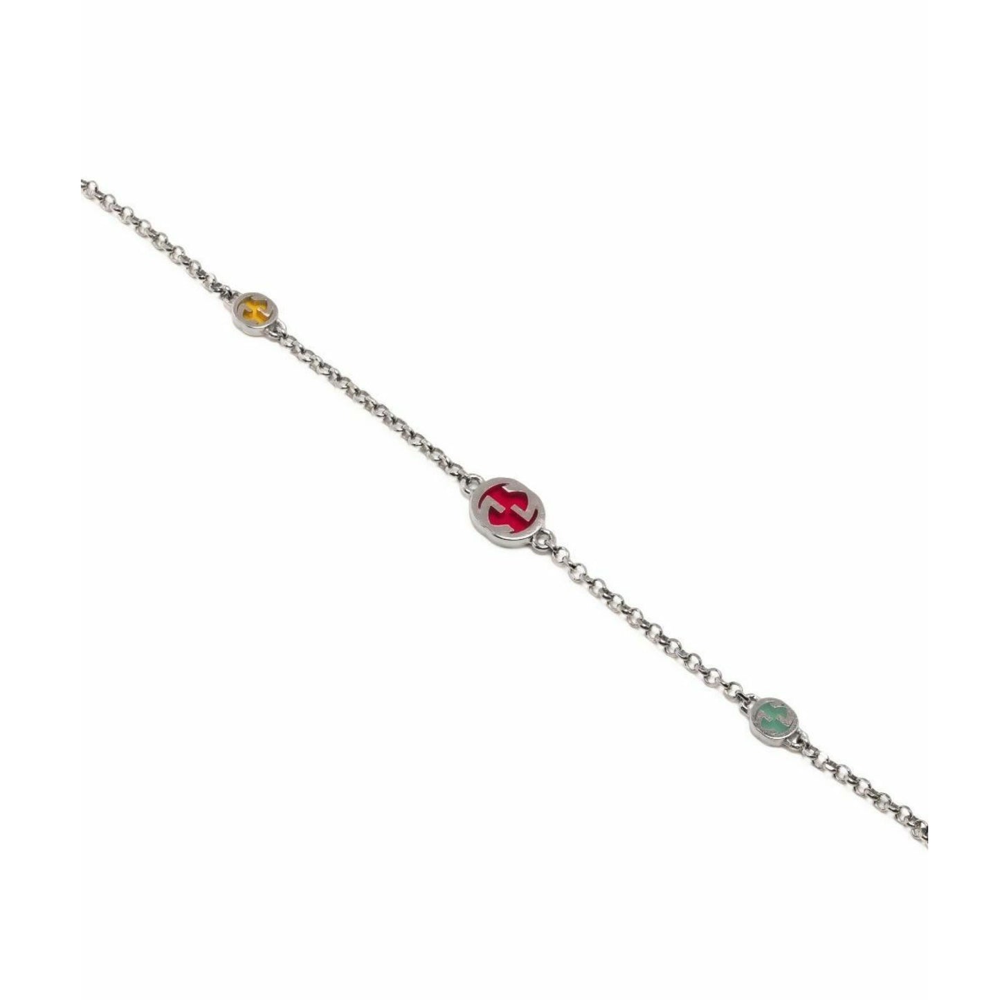 Gucci Sterling Silver Enamel Interlocking G Bracelet