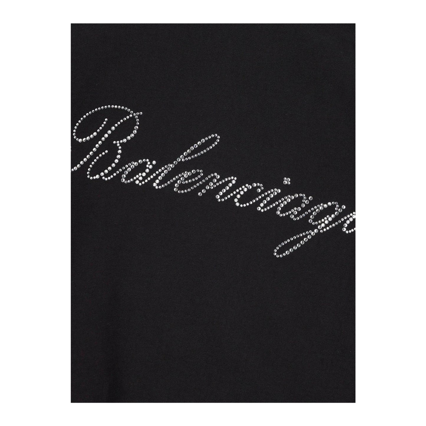 Balenciaga Handwritten logo Zip Up Rhinestone Cropped Hoodie