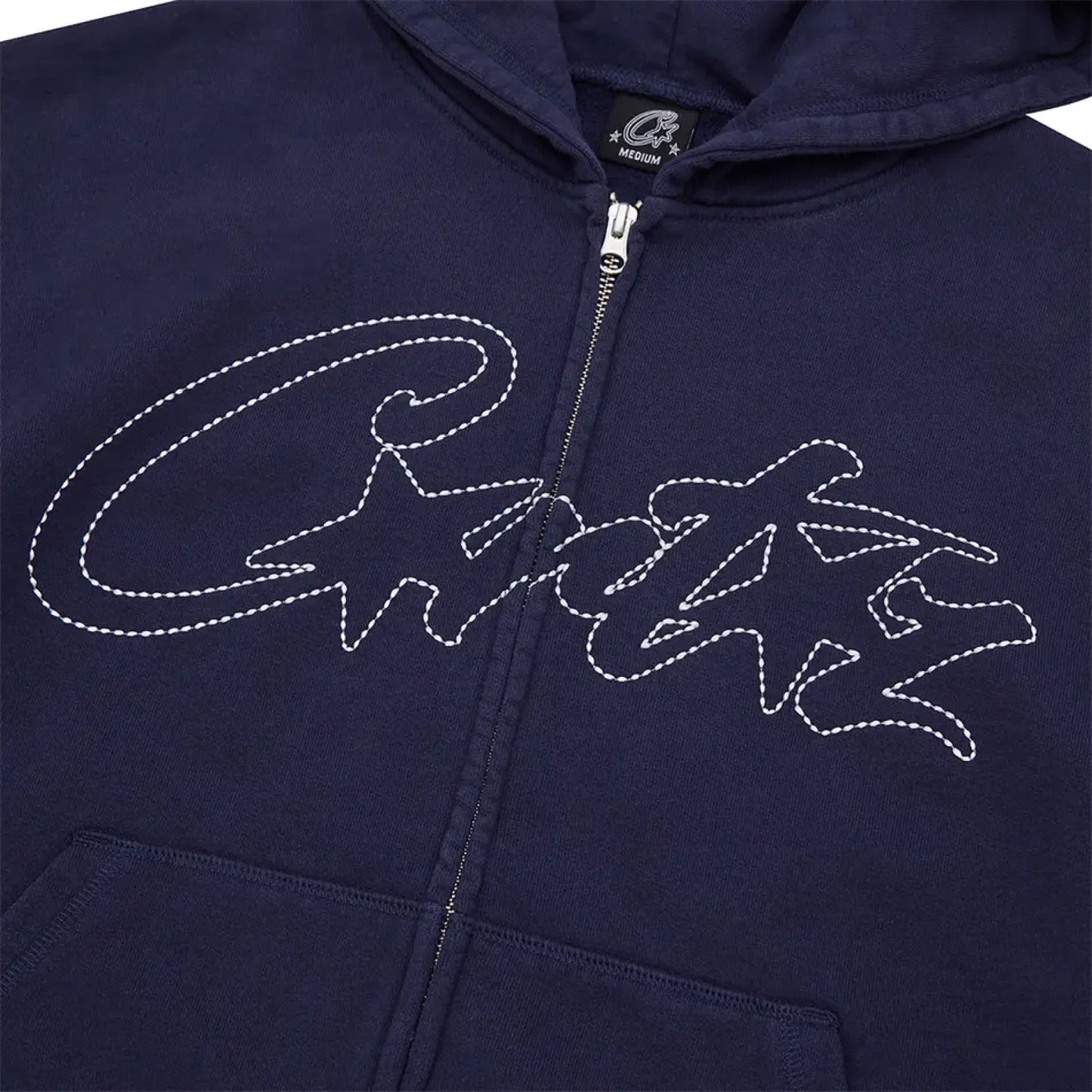 Corteiz Thick Stitch Allstarz Zip Hoodie Navy