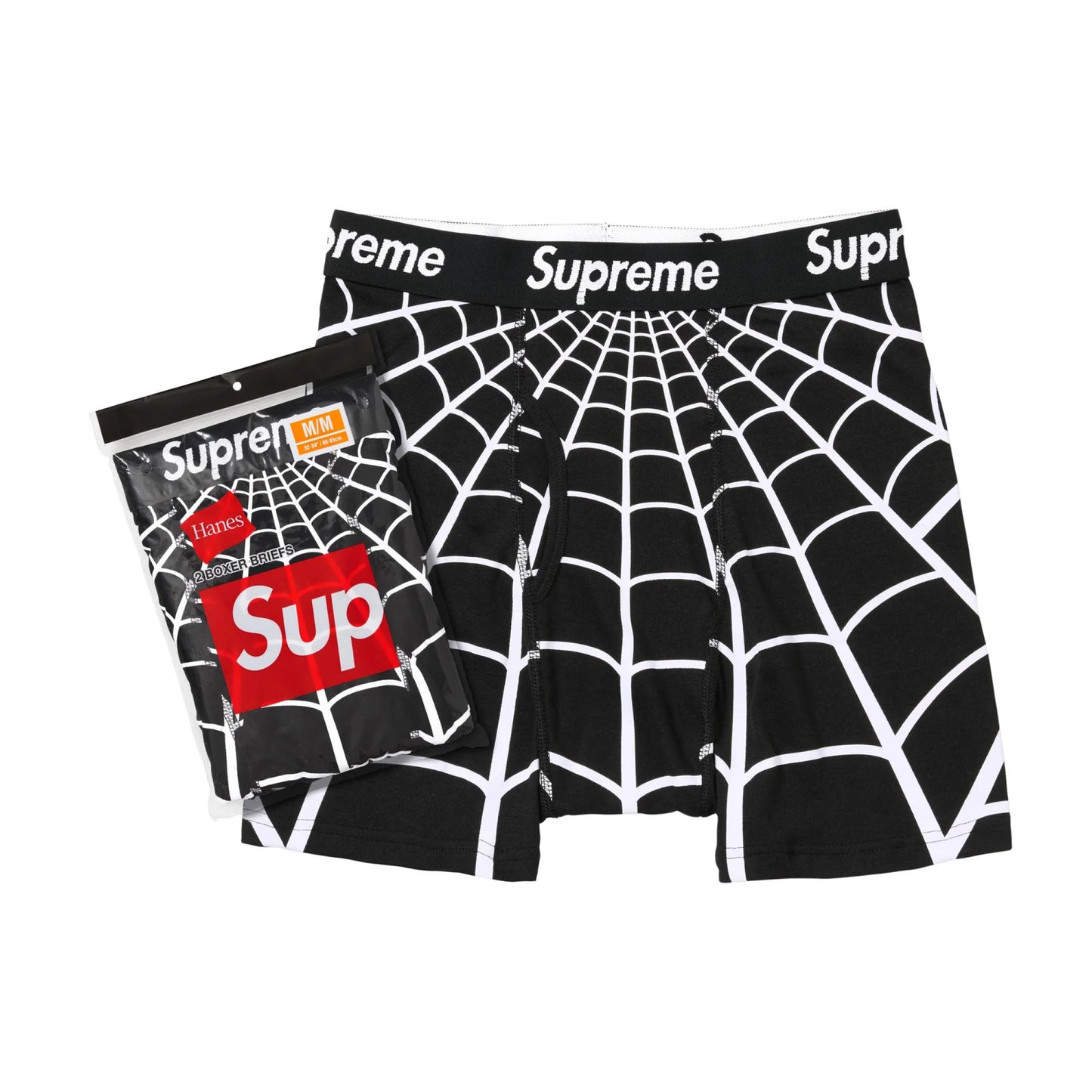 Supreme Hanes Spider-Man Boxer Briefs (2 Pack) Black