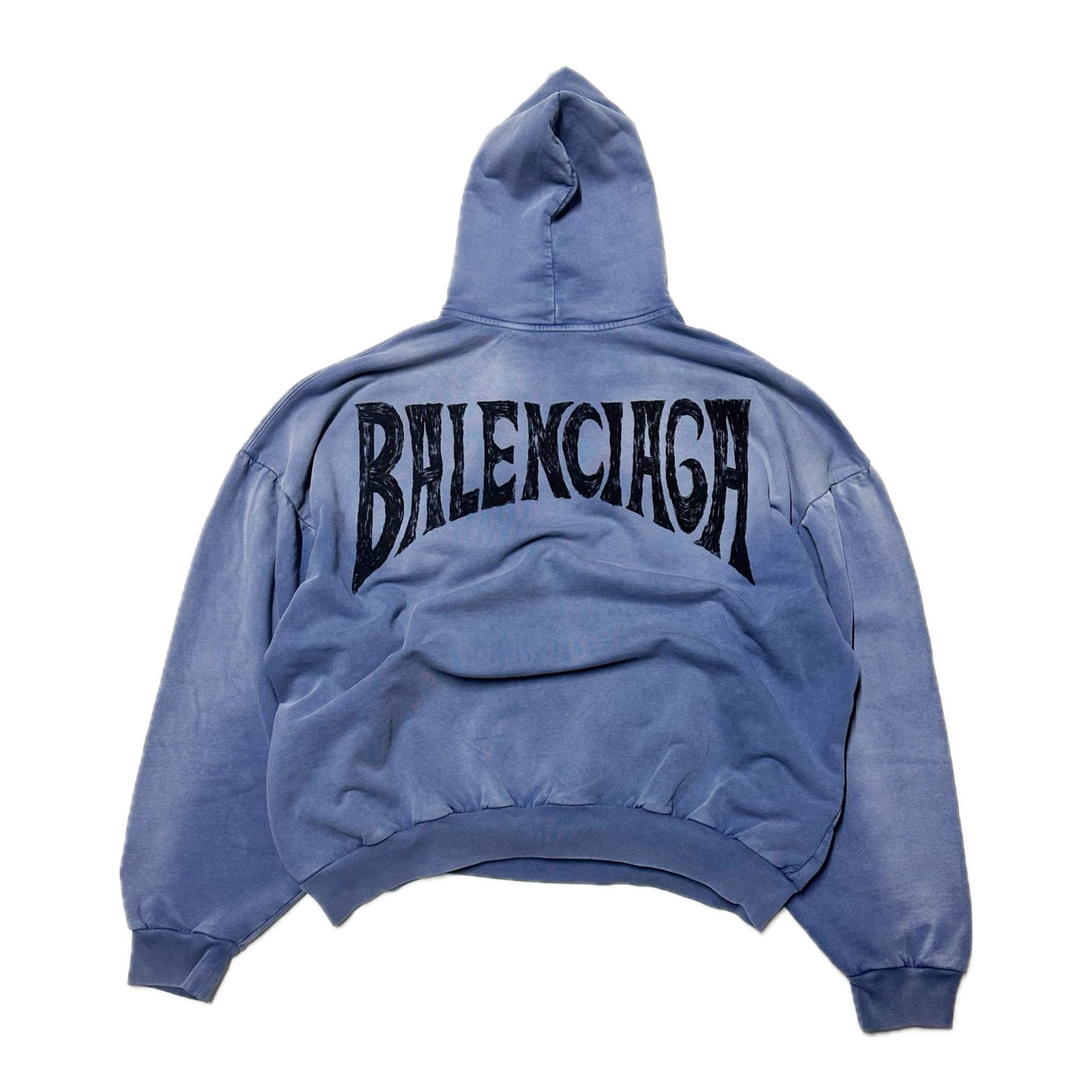 Balenciaga Stencil Logo Hoodie Faded Blue