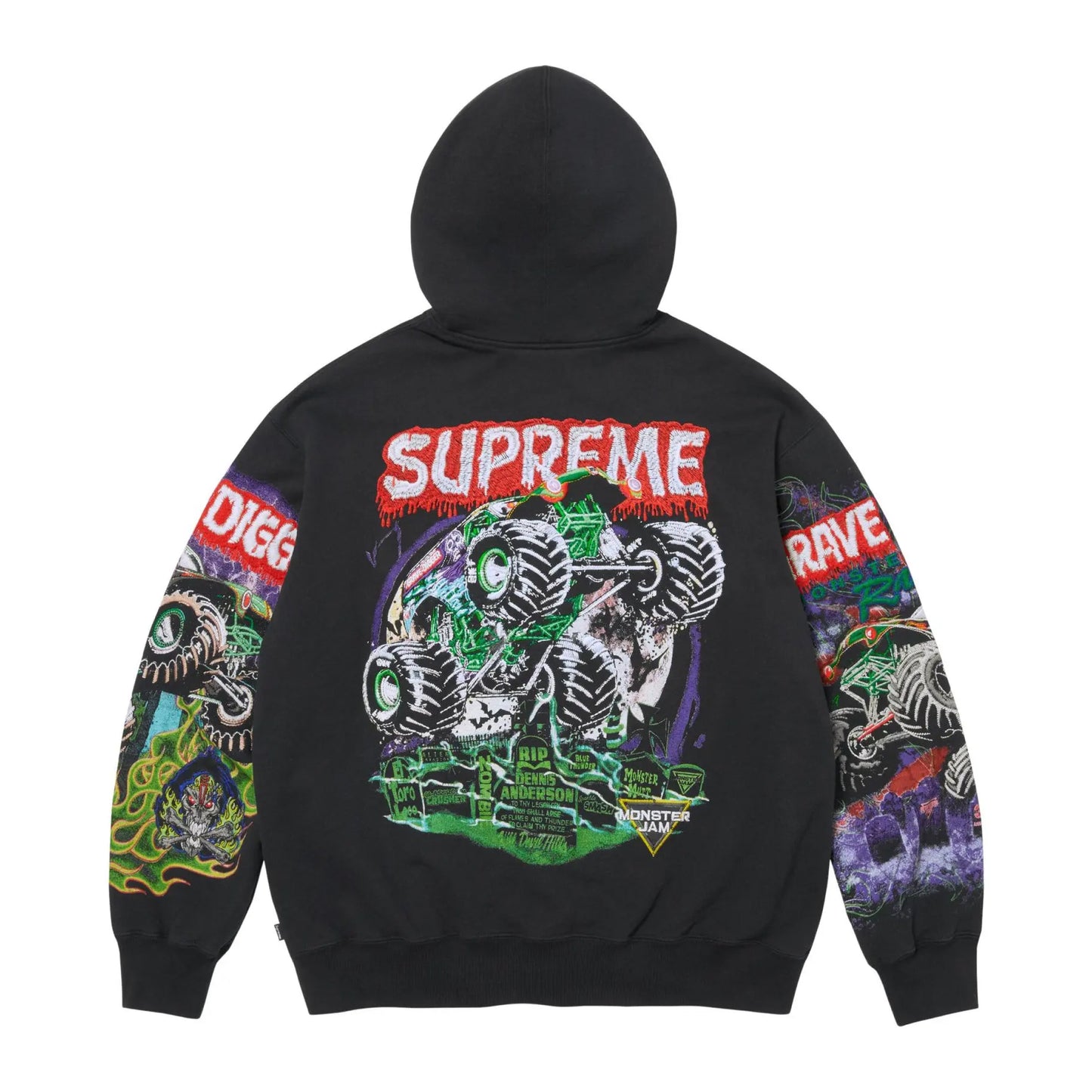 Supreme x Monster Ja Grave Digger Zip Up Hooded Sweatshirt Black