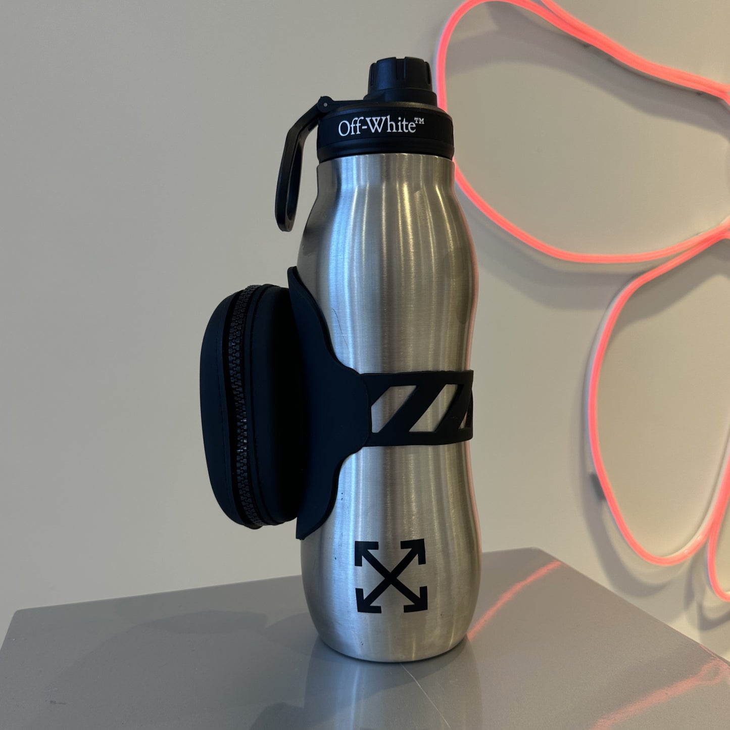 Off White Thermos Water Bottle Silver