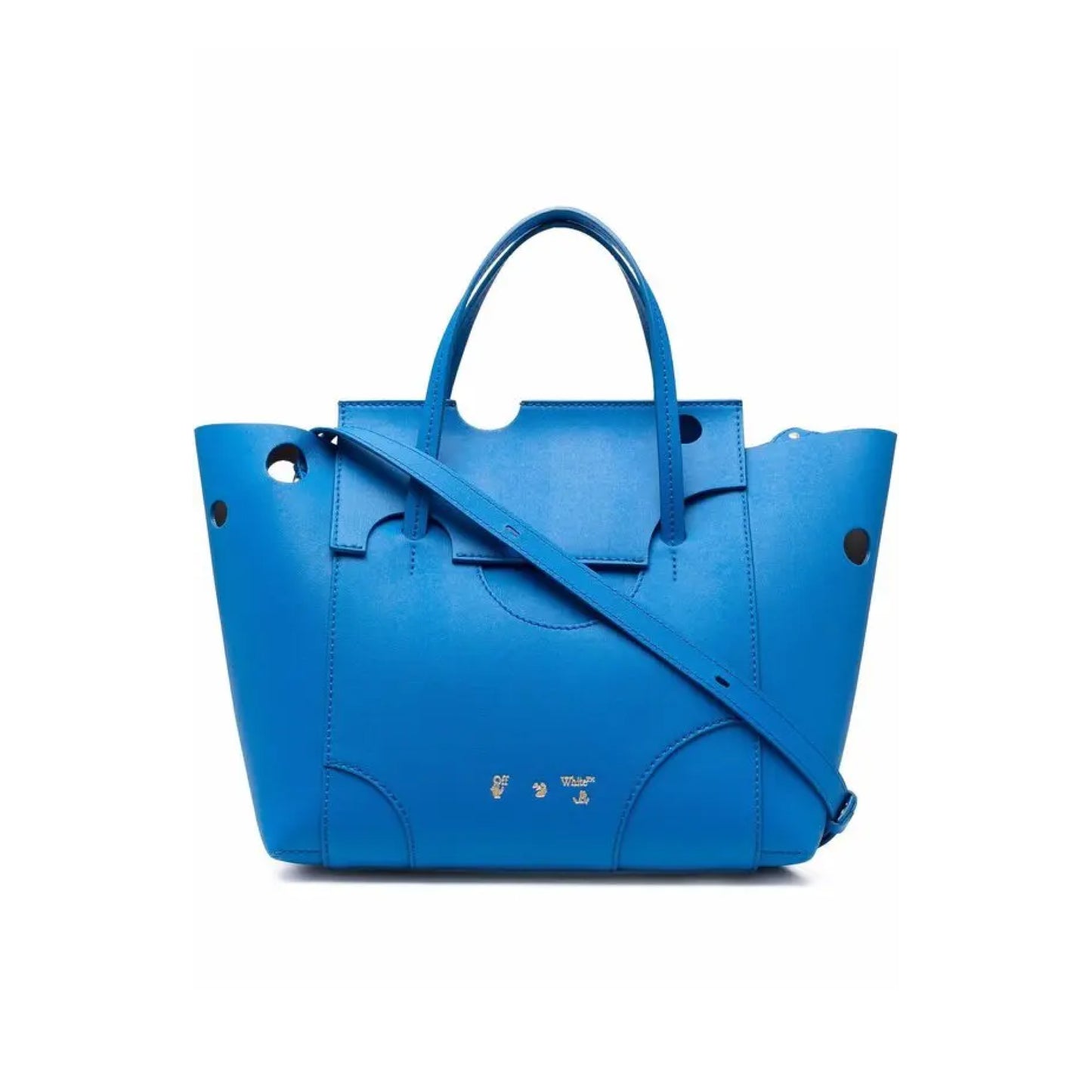 Off-White Burrow-16 Tote Bag Blue Leather