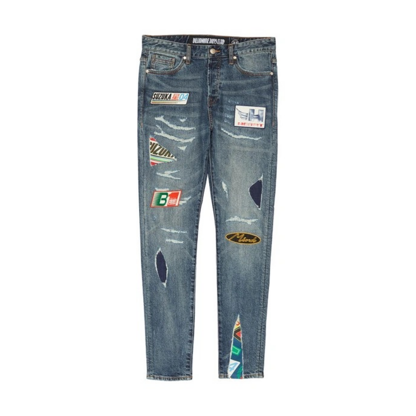 Billionaire Boys Club Racer Rip & Repair Jeans In Photon Billionaire Boys