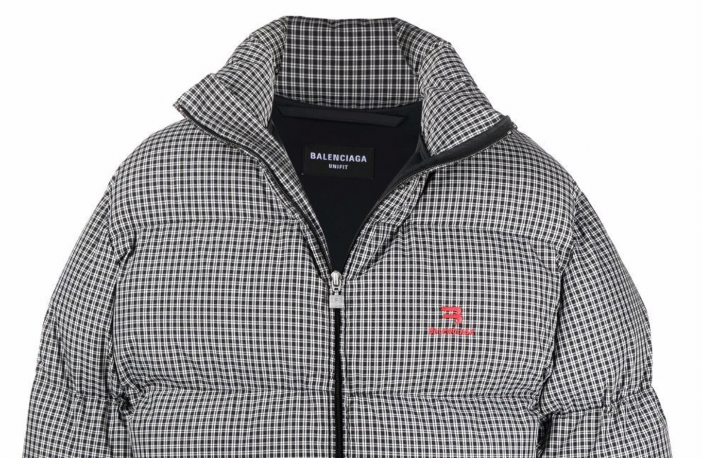 Balenciaga Check Pattern Puffer Jacket Black Balenciaga