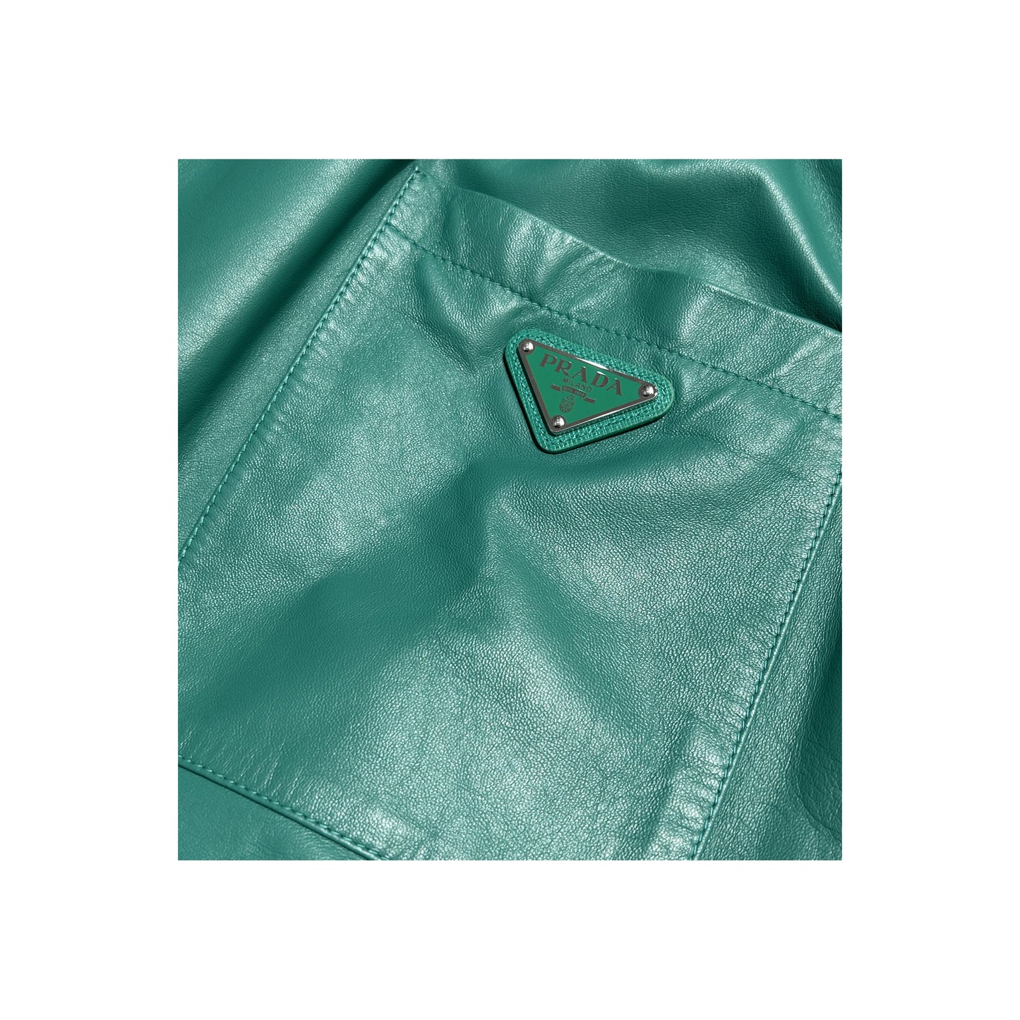 Prada Nappa Leather Bermuda Shorts Laurel Green