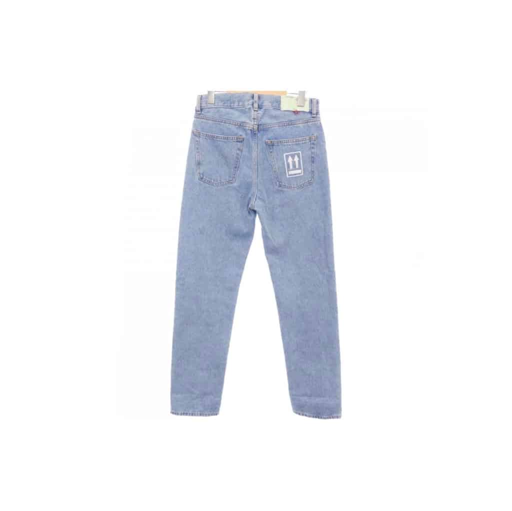 Off-White Embroidered Straight Leg Denim Jeans Blue Off-White