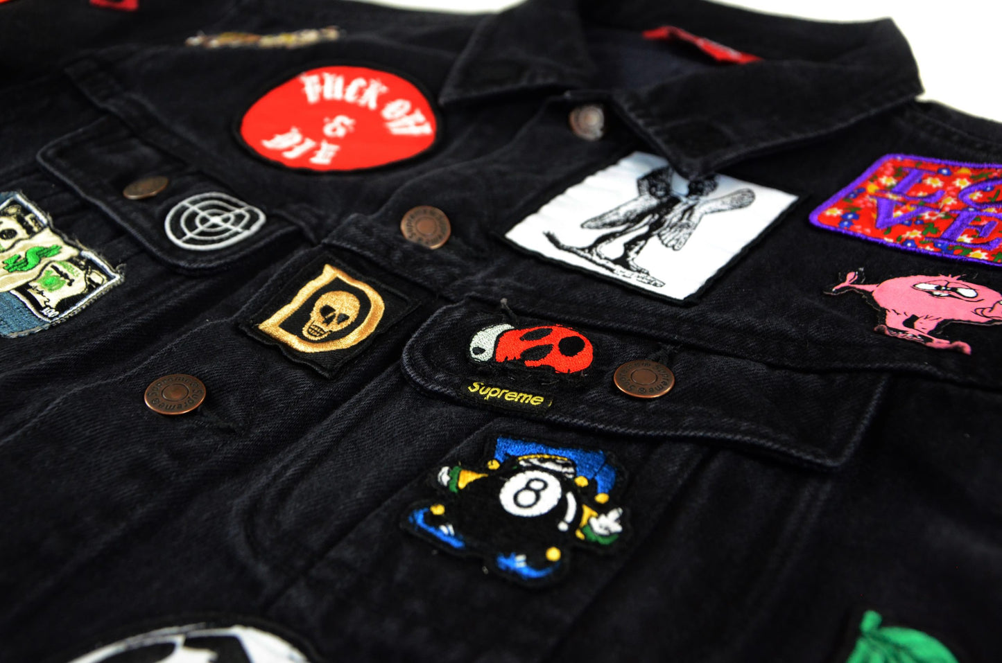 Supreme Patches Denim Trucker Jacket Black Supreme