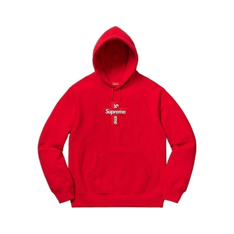 Supreme Cross Embroidered Box Logo Hooded Sweatshirt Red