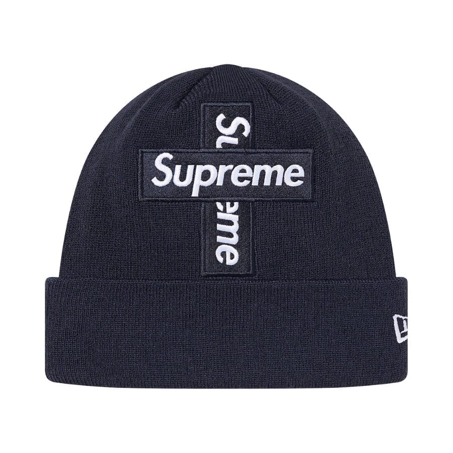 Supreme New Era Cross Box Logo Beanie Navy Supreme