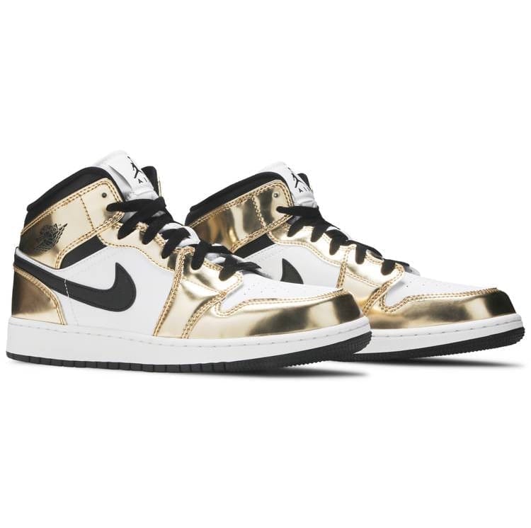 Air Jordan 1 Mid Metallic Gold Black White (GS) Air Jordan