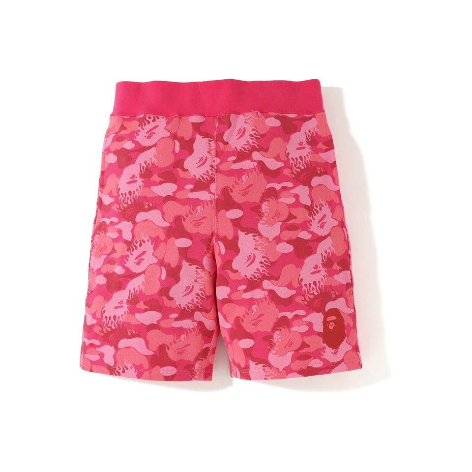 BAPE Fire Camo Sweat Shorts Pink Bape