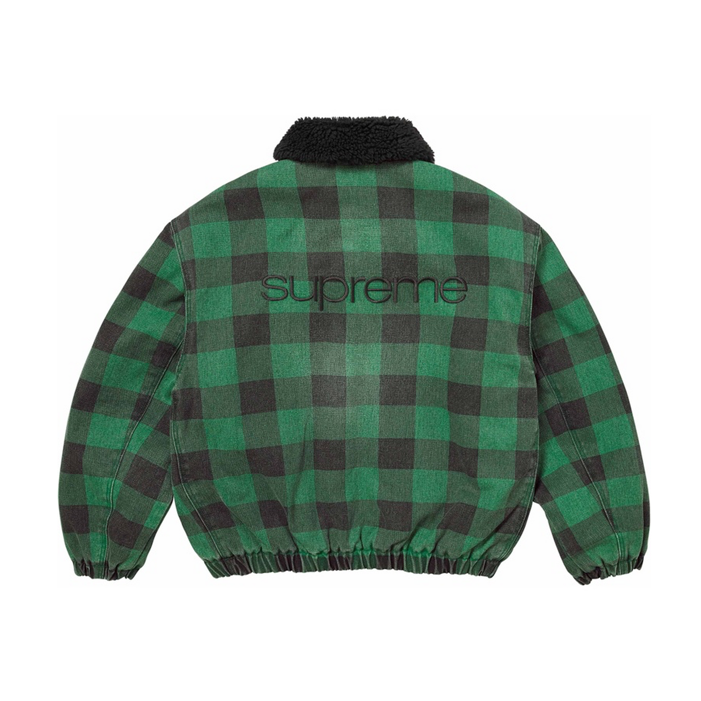 Supreme Faux Sherling Lined Bomber Jacket (FW25) Plaid Green