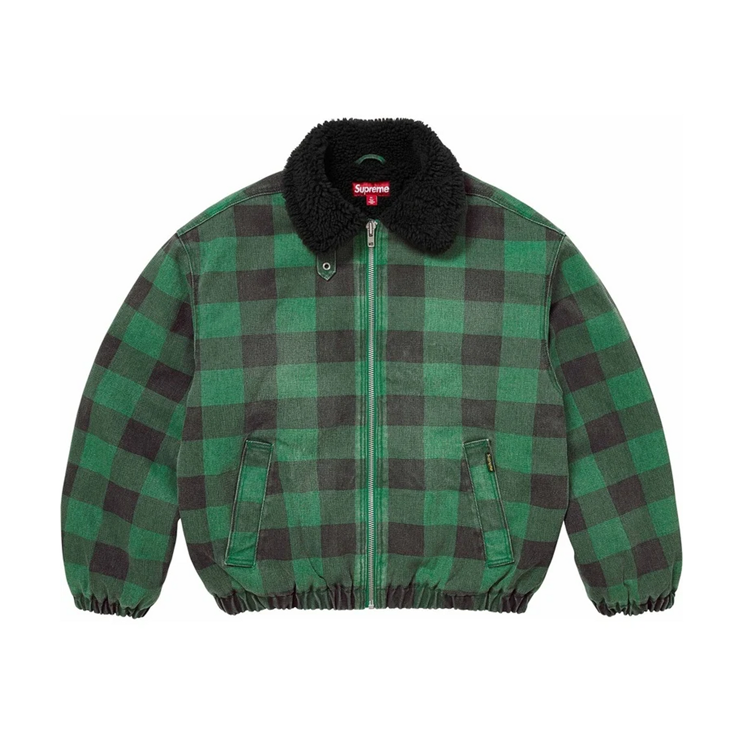 Supreme Faux Sherling Lined Bomber Jacket (FW25) Plaid Green