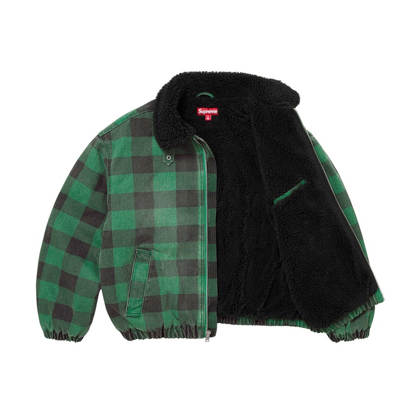 Supreme Faux Sherling Lined Bomber Jacket (FW25) Plaid Green