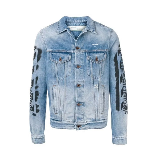 Off-White Slim Fit Spray Paint Diag Denim Jacket