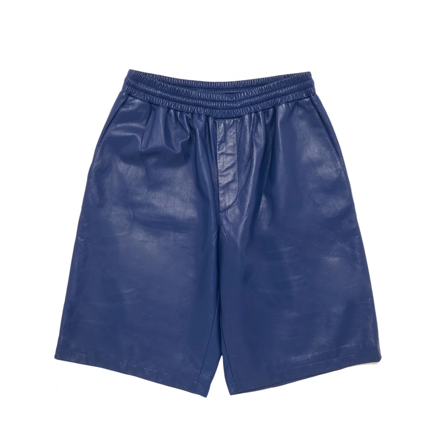 Prada Nappa Leather Bermuda Shorts Bluette