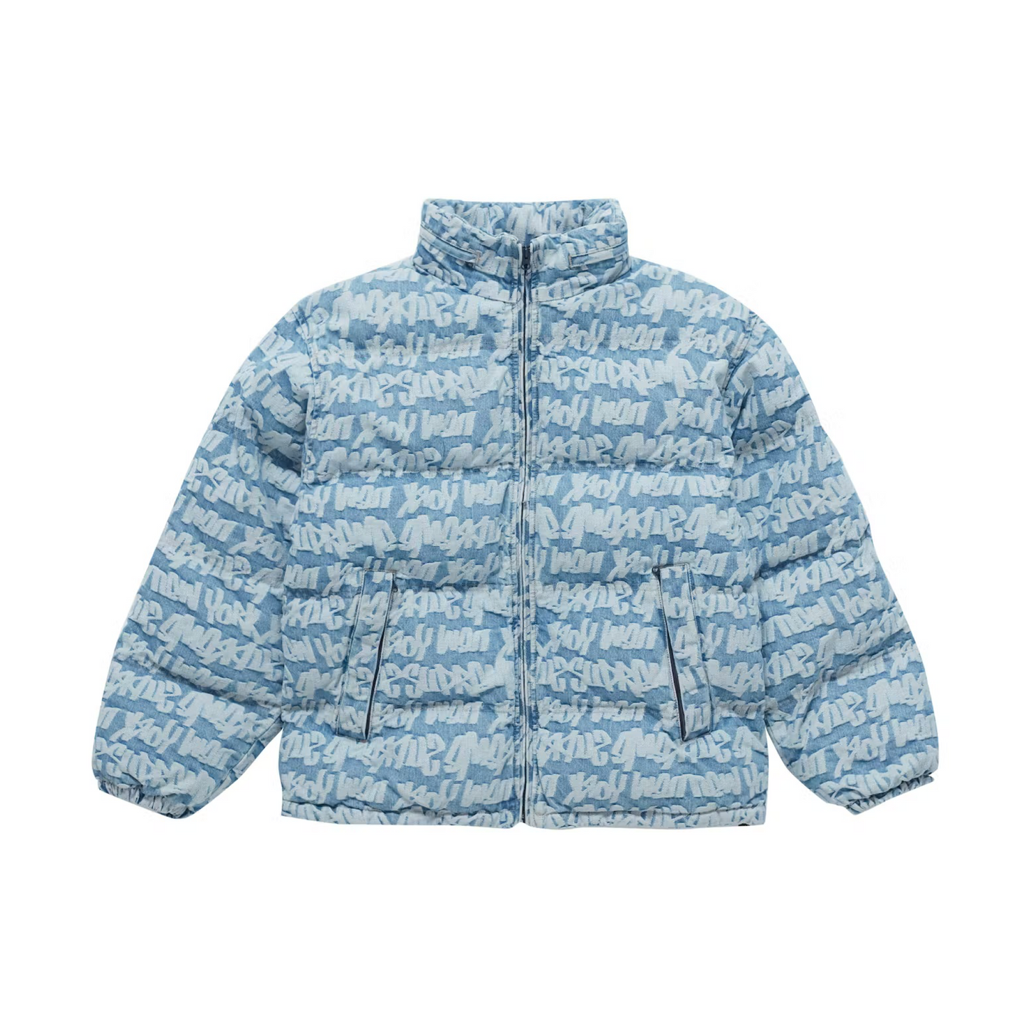 Supreme Fat Tip Jacquard Denim Puffer Jacket Blue – CRUIZER