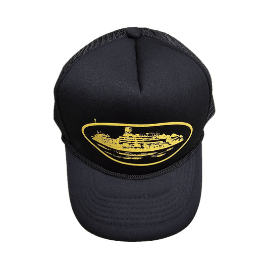 Corteiz Alcatraz Trucker Cap Black/Gold