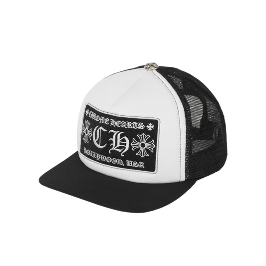Chrome Hearts CH Hollywood Trucker Hat Black/White