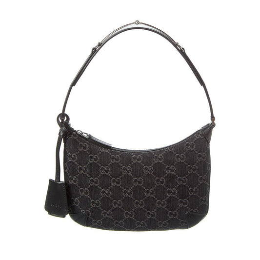 Gucci Horsebit Monogrammed Denim Shoulder Bag