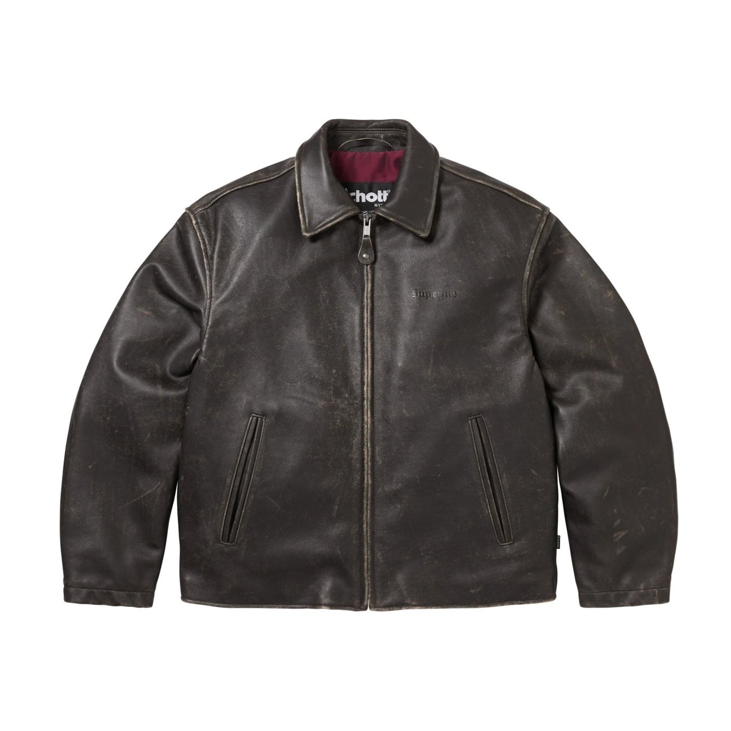 Supreme Schott Leather Racer Jacket (FW25) Black