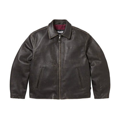 Supreme Schott Leather Racer Jacket (FW25) Black