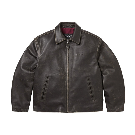 Supreme Schott Leather Racer Jacket (FW25) Black