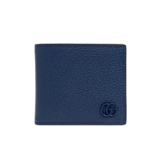Gucci Logo Plaque Bi-Fold Wallet Leather Blue
