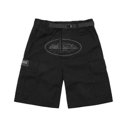 Corteiz Alcatraz Cargo Shorts Triple Black