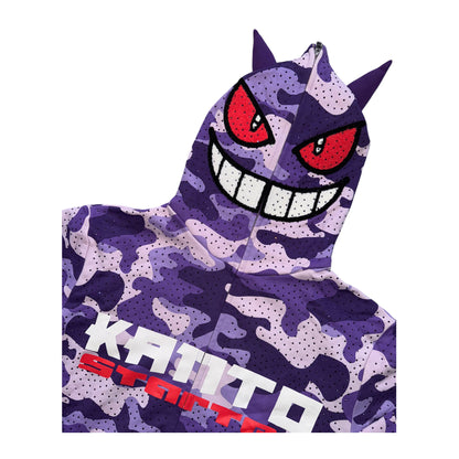 Kanto Starter Rhinestone Gengar Hoodie Purple Camo