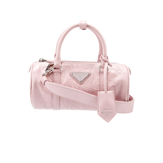 Prada Mini Wrinkled Leather Cross Body Bag Pink