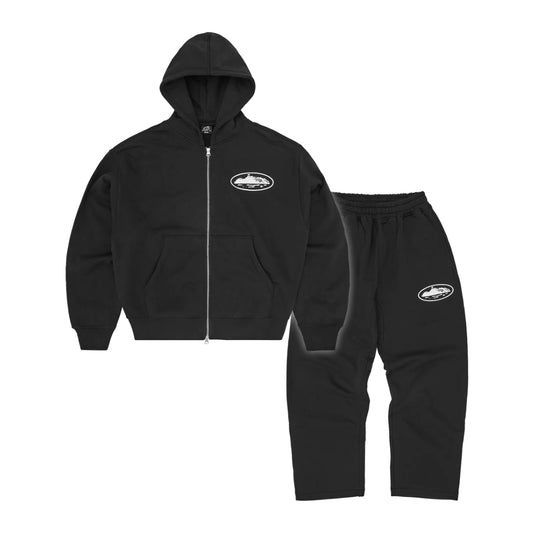 Corteiz Island Puff Print Tracksuit Black