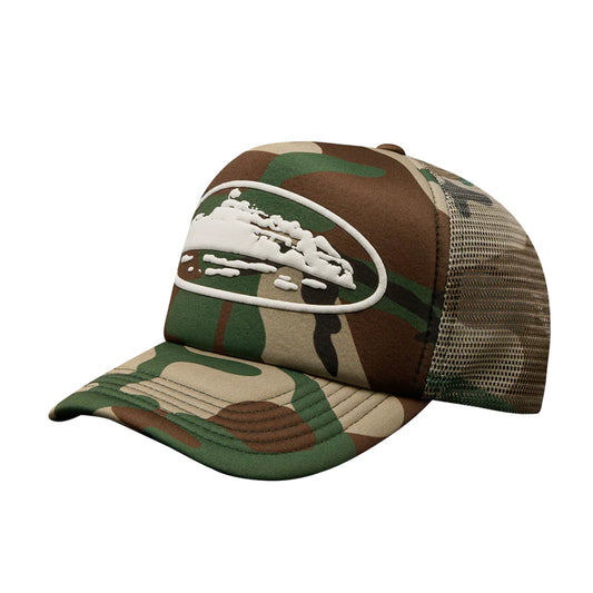 Corteiz Island Puff Print Trucker Cap Camo
