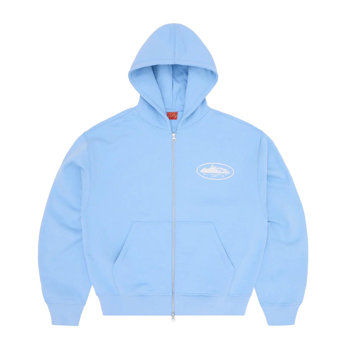 Corteiz Island Puff Print Zip Hoodie Baby Blue