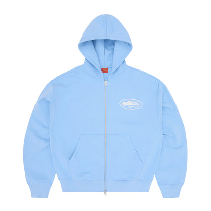 Corteiz Island Puff Print Zip Hoodie Baby Blue