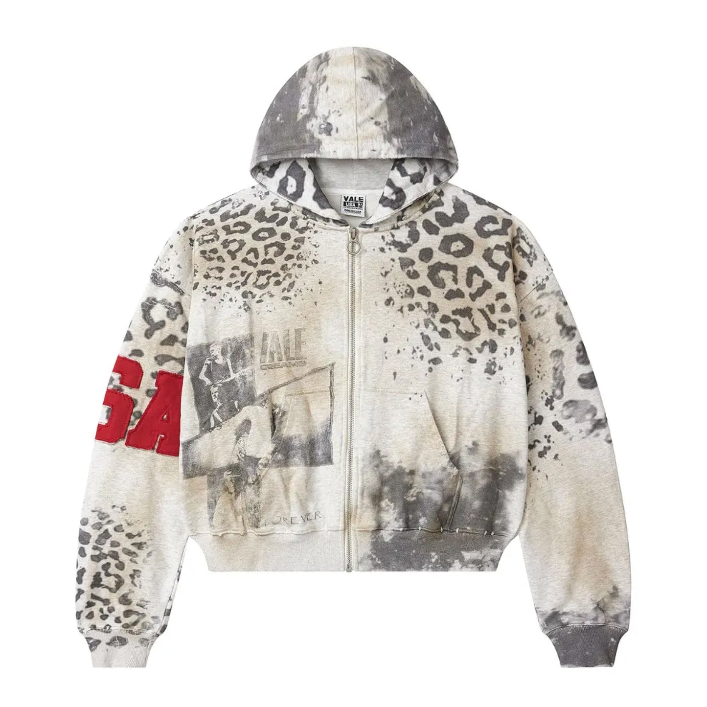 Vale Cheetach Zip Up Hoodie Grey