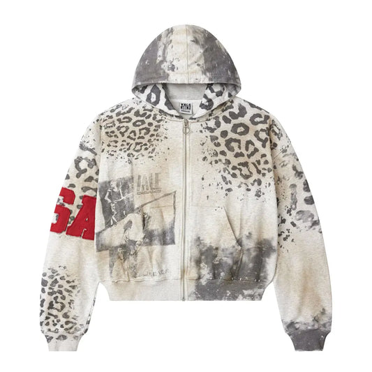 Vale Cheetach Zip Up Hoodie Grey