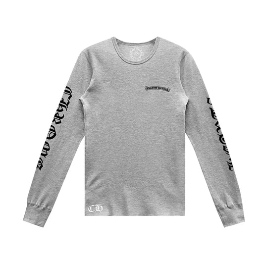Chrome Hearts Scroll Logo Long Sleeve Thermal Tee Grey