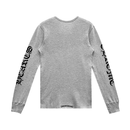 Chrome Hearts Scroll Logo Long Sleeve Thermal Tee Grey
