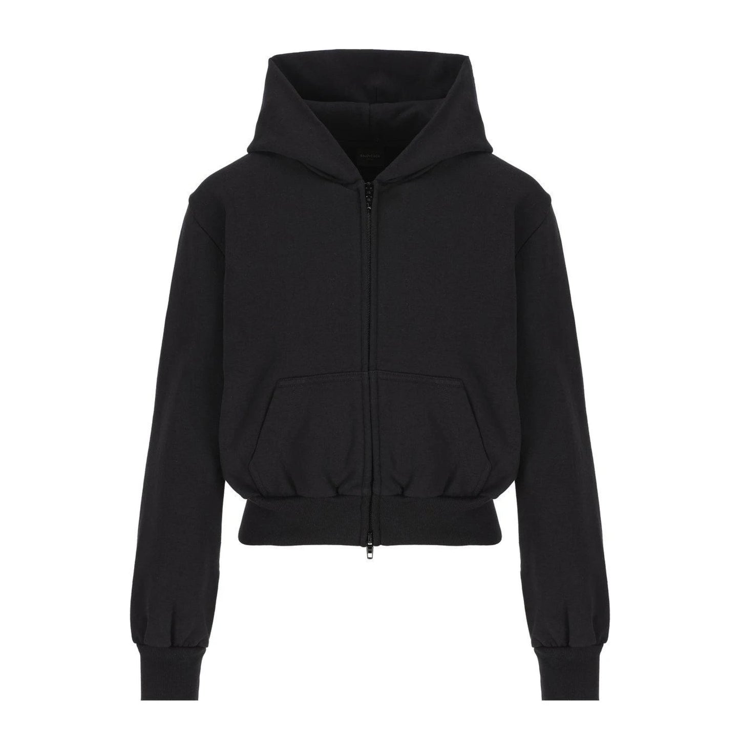 Balenciaga Handwritten logo Zip Up Rhinestone Cropped Hoodie