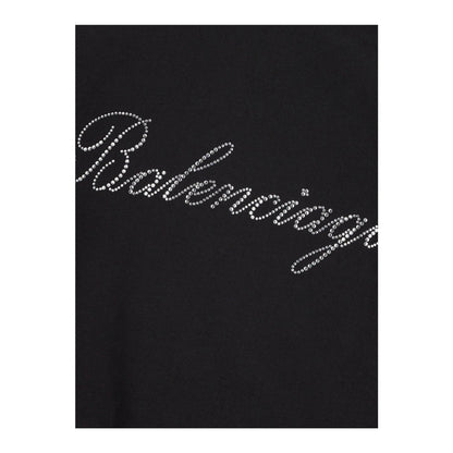 Balenciaga Handwritten logo Zip Up Rhinestone Cropped Hoodie