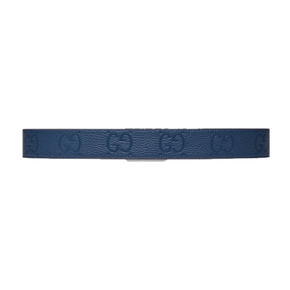 Gucci GG Rubber Effect Leather Belt Royal Blue