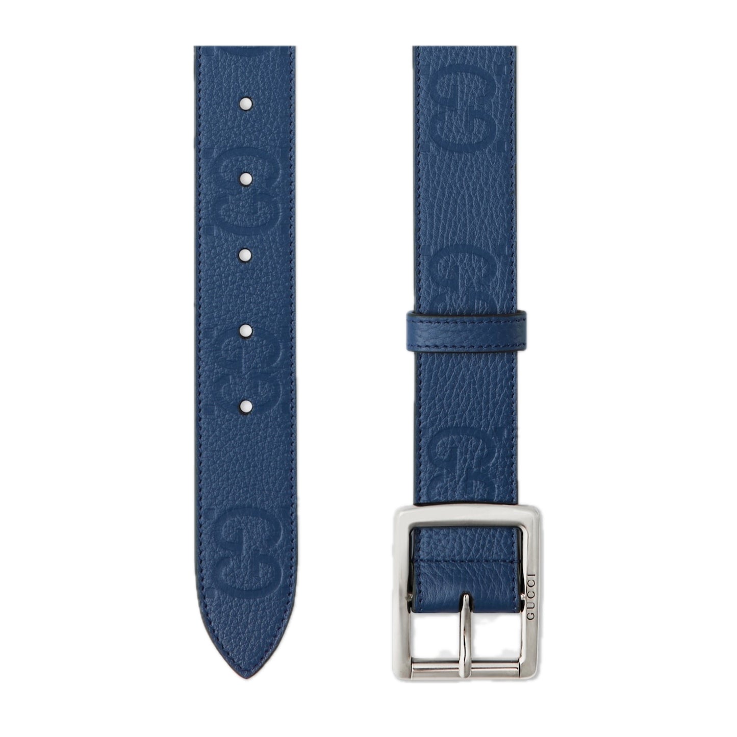 Gucci GG Rubber Effect Leather Belt Royal Blue